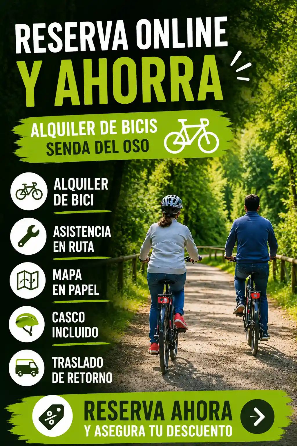 reserva online senda del oso en bici